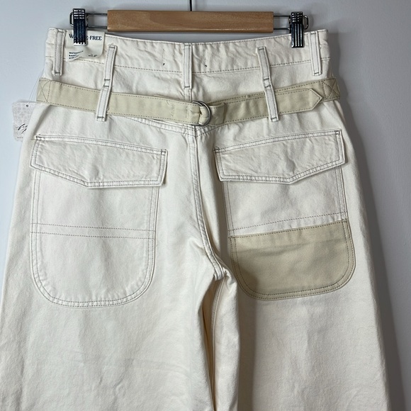 Free People NWT Waterfalls Wide Leg Baggy Jeans Ivory Combo Size 28 - Picture 13 of 14